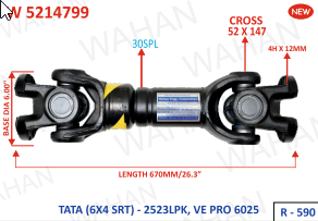INTER AXLE - 6'' x 14.MM-4-H x 670' Lz 670 x C-2045 - 2047