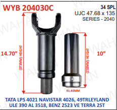 [WYB 204030C] COATED-C-2040-34-TH-SET-DIA-91.40mm  LY-14.70'' & BH-10.70''