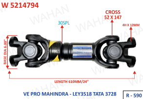 [W 5214794] R-590 - INTER AXLE - DIA-7''  LENGTH-610 - VE PRO-HOLE-4  HOLE DIA-14.mm - 52 x 147