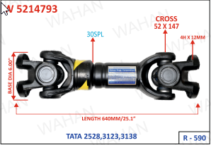 [W 5214793] INTER AXLE SHAFT VOLVO - 2045 x 640.MM 6'' PLATE DIA 150.MM